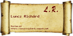 Luncz Richárd névjegykártya